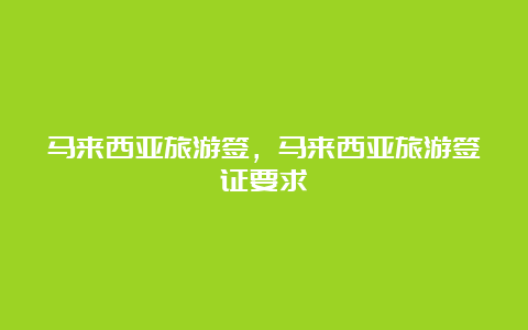 马来西亚旅游签，马来西亚旅游签证要求