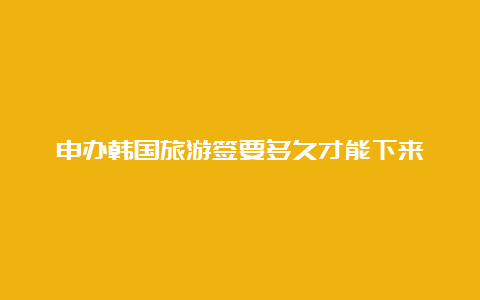 申办韩国旅游签要多久才能下来