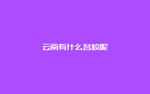 云南有什么名校呢