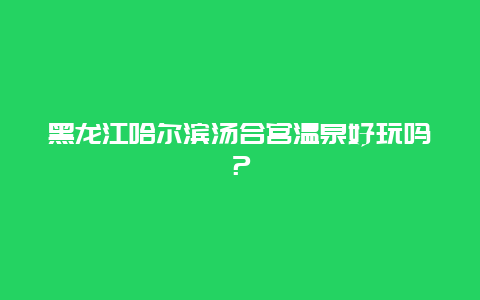 黑龙江哈尔滨汤合宫温泉好玩吗？