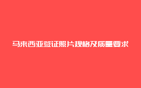 马来西亚签证照片规格及质量要求