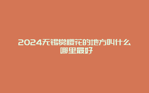 2024无锡赏樱花的地方叫什么 哪里最好