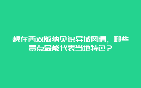 想在西双版纳见识异域风情，哪些景点最能代表当地特色？