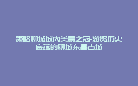 领略聊城城内美景之冠-游览历史底蕴的聊城东昌古城