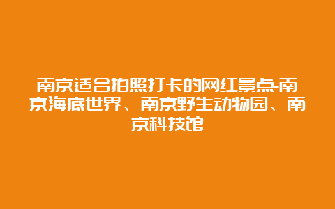 南京适合拍照打卡的网红景点-南京海底世界、南京野生动物园、南京科技馆