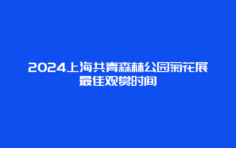 2024上海共青森林公园菊花展最佳观赏时间