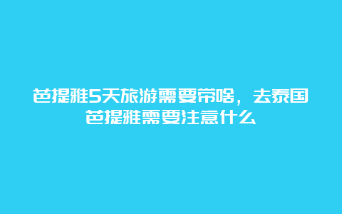 芭提雅5天旅游需要带啥，去泰国芭提雅需要注意什么