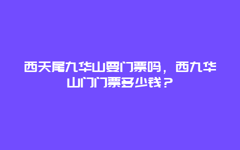 西天尾九华山要门票吗，西九华山门门票多少钱？