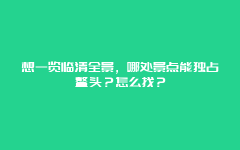 想一览临清全景，哪处景点能独占鳌头？怎么找？