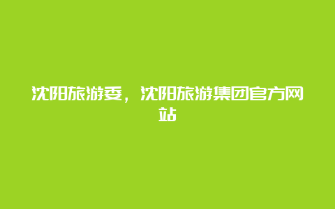 沈阳旅游委，沈阳旅游集团官方网站