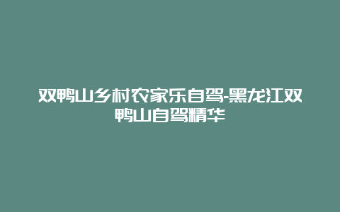 双鸭山乡村农家乐自驾-黑龙江双鸭山自驾精华