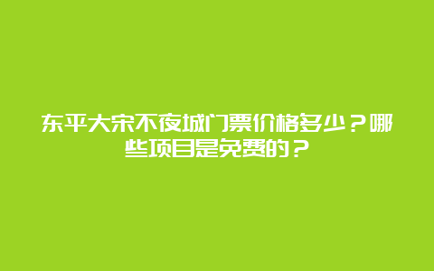 东平大宋不夜城门票价格多少？哪些项目是免费的？