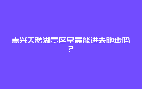 嘉兴天鹅湖景区早晨能进去跑步吗?