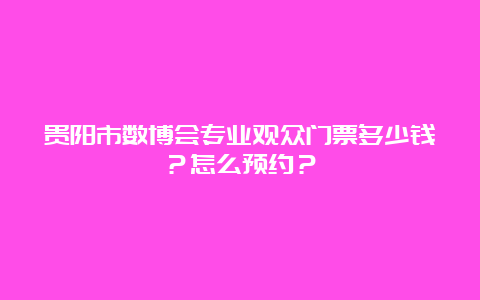 贵阳市数博会专业观众门票多少钱？怎么预约？