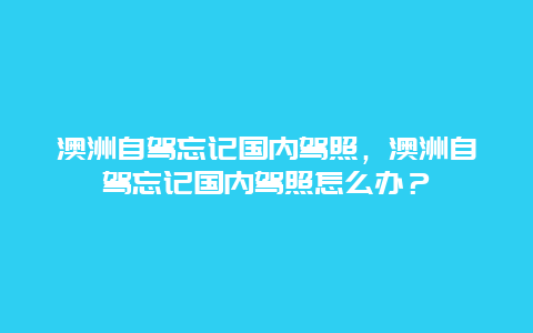 澳洲自驾忘记国内驾照，澳洲自驾忘记国内驾照怎么办？