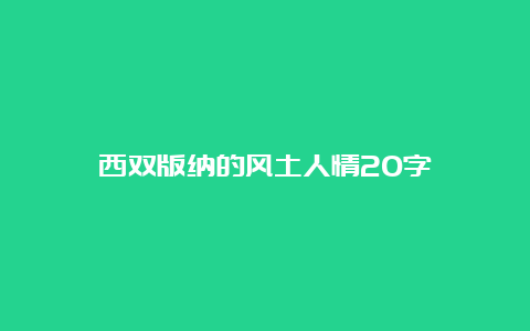 西双版纳的风土人情20字