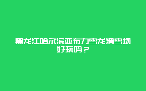 黑龙江哈尔滨亚布力雪龙滑雪场好玩吗？