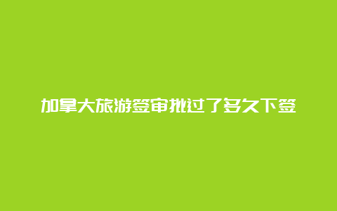 加拿大旅游签审批过了多久下签