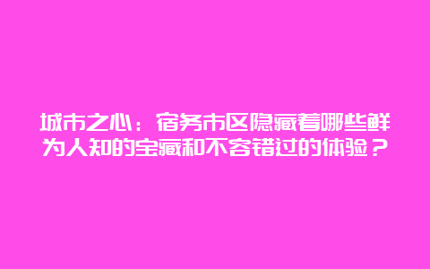 城市之心：宿务市区隐藏着哪些鲜为人知的宝藏和不容错过的体验？