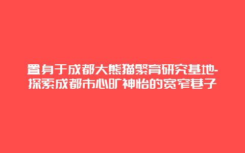 置身于成都大熊猫繁育研究基地-探索成都市心旷神怡的宽窄巷子