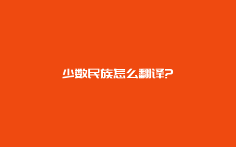 少数民族怎么翻译?