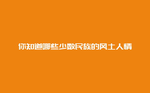 你知道哪些少数民族的风土人情