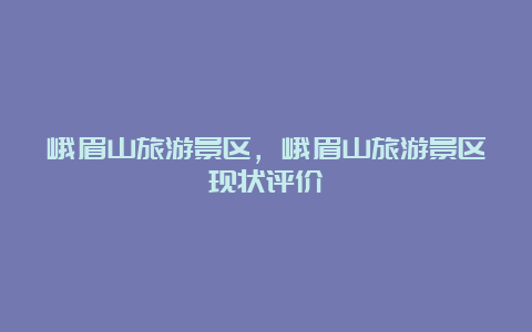 峨眉山旅游景区，峨眉山旅游景区现状评价