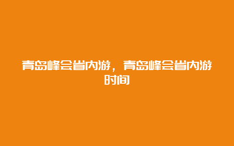 青岛峰会省内游，青岛峰会省内游时间