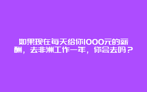 如果现在每天给你1000元的薪酬，去非洲工作一年，你会去吗？