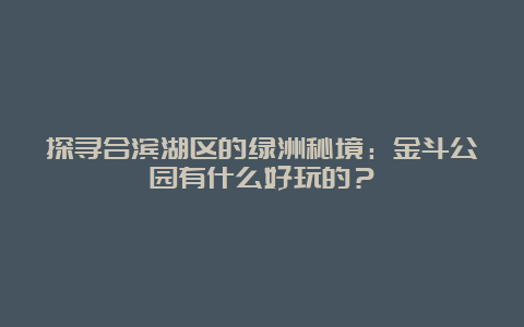 探寻合滨湖区的绿洲秘境：金斗公园有什么好玩的？