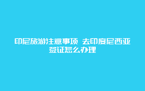 印尼旅游注意事项 去印度尼西亚签证怎么办理