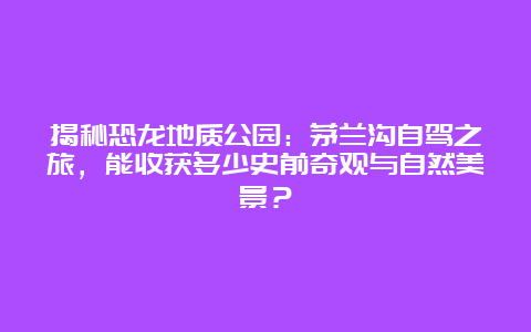 揭秘恐龙地质公园：茅兰沟自驾之旅，能收获多少史前奇观与自然美景？