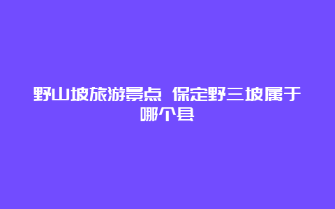 野山坡旅游景点 保定野三坡属于哪个县