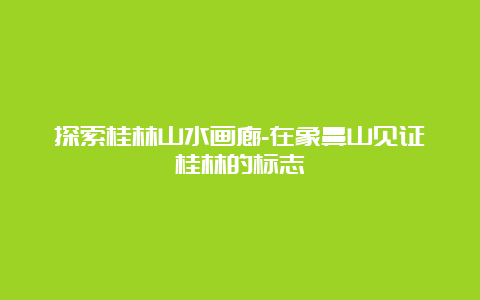 探索桂林山水画廊-在象鼻山见证桂林的标志