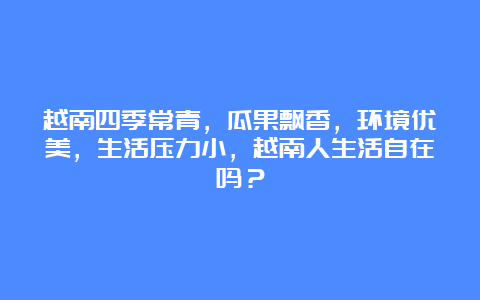 越南四季常青，瓜果飘香，环境优美，生活压力小，越南人生活自在吗？