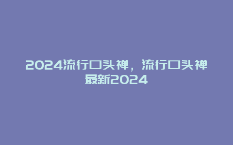 2024流行口头禅，流行口头禅最新2024