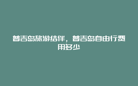 普吉岛旅游结伴，普吉岛自由行费用多少