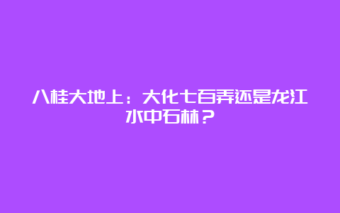 八桂大地上：大化七百弄还是龙江水中石林？