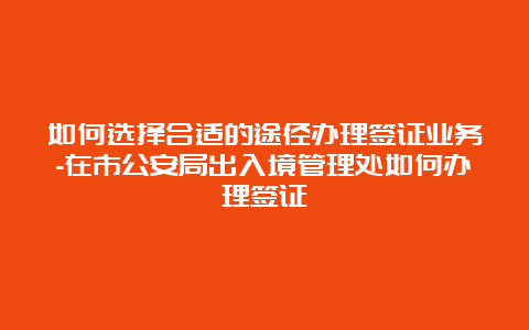 如何选择合适的途径办理签证业务-在市公安局出入境管理处如何办理签证