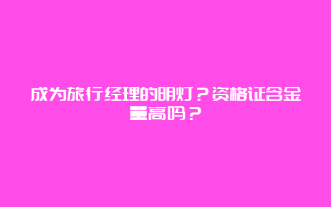 成为旅行经理的明灯？资格证含金量高吗？