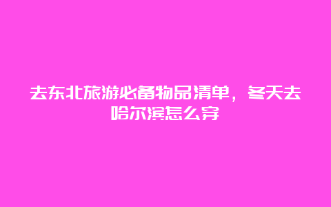 去东北旅游必备物品清单，冬天去哈尔滨怎么穿