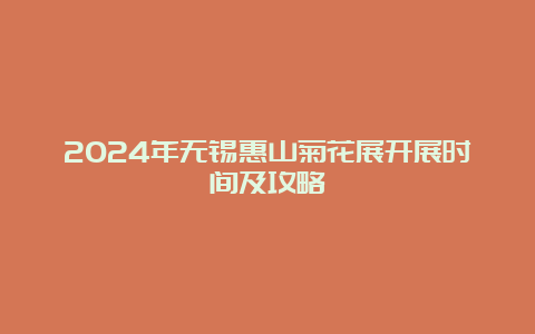 2024年无锡惠山菊花展开展时间及攻略