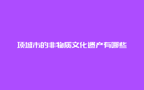 项城市的非物质文化遗产有哪些