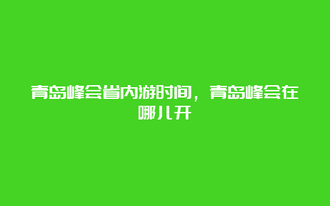 青岛峰会省内游时间，青岛峰会在哪儿开