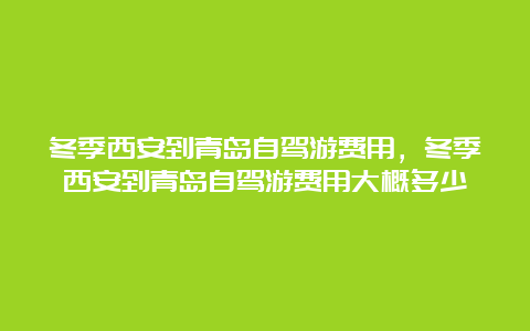 冬季西安到青岛自驾游费用，冬季西安到青岛自驾游费用大概多少