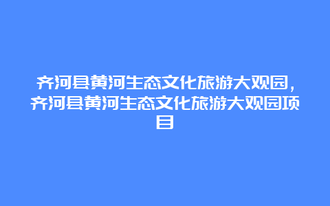 齐河县黄河生态文化旅游大观园，齐河县黄河生态文化旅游大观园项目