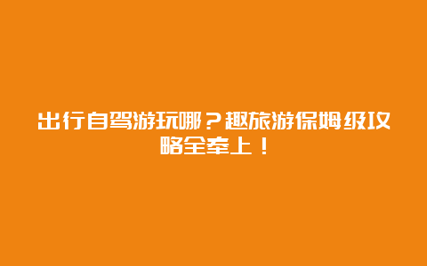 出行自驾游玩哪？趣旅游保姆级攻略全奉上！