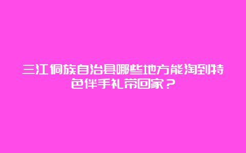 三江侗族自治县哪些地方能淘到特色伴手礼带回家？