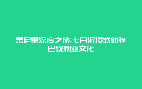 慕尼黑深度之旅-七日沉浸式体验巴伐利亚文化