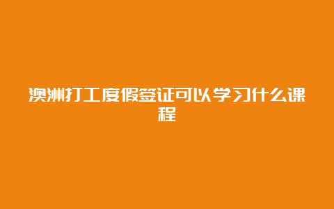 澳洲打工度假签证可以学习什么课程